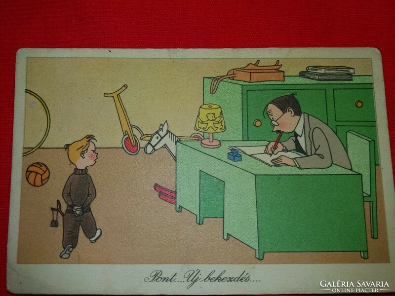 1950.Point ..Vesző cartoon, humorous, Felix Kassowitz postcard, color drawing, good condition according to the pictures