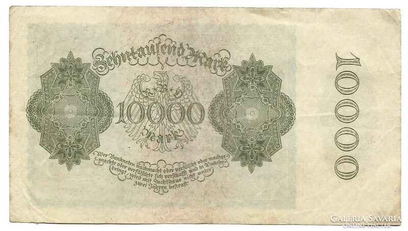 10000 márka 1922 kis méret magáncéges nyomtatás 6 jegyű sorszám Németország 2.