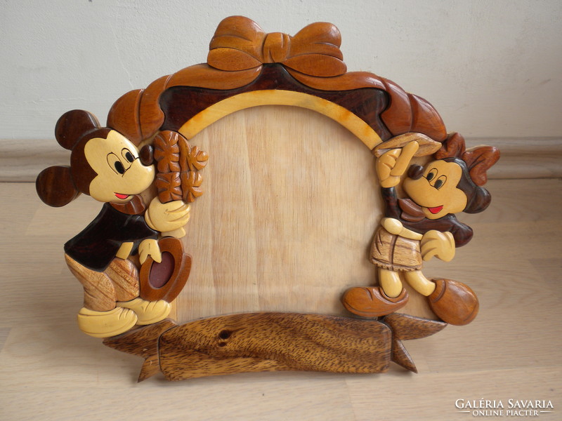 Mickey mouse, mickey mouse wooden inlaid vintage photo frame, photo holder