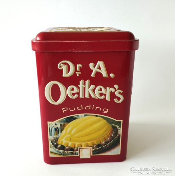 Old, retro dr. A. Oetker's pudding pudding tin box, metal box