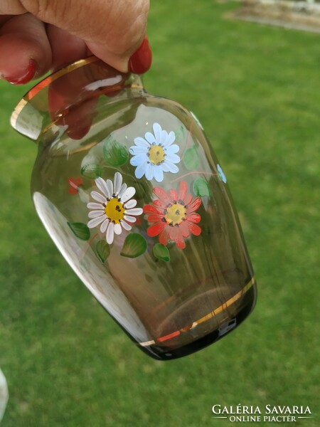 Antik, kézzel festett üveg váza  eladó!