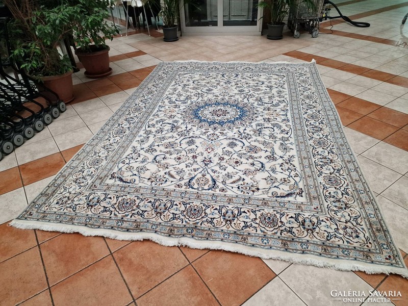 Original Silk Contour Iranian Nain 242x345 Hand Knotted Wool Persian Carpet ff_46