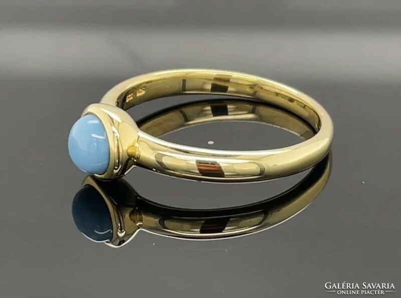 Extra elegáns kèk opál  drágaköves 14 K sárga aranyozott. 925 ezüst gyűrű, új