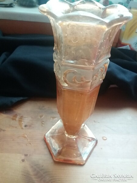 Antik irrizáló szecessziós üveg váza