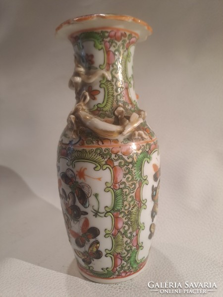 Antique Chinese famille rose porcelain vase with butterflies