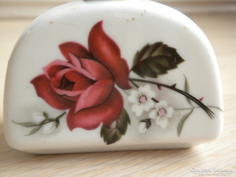 Pumpás porcelán parfümös üvegcse, parfümszóró rózsa mintával