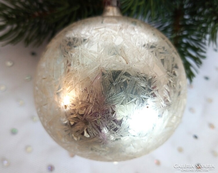 Old hand-painted mushroom thin glass sphere large Christmas tree ornament 7cm
