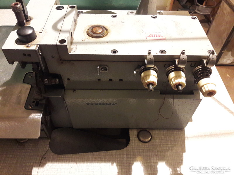 Three-thread textima industrial interlock sewing machine, riveter 220v, good condition