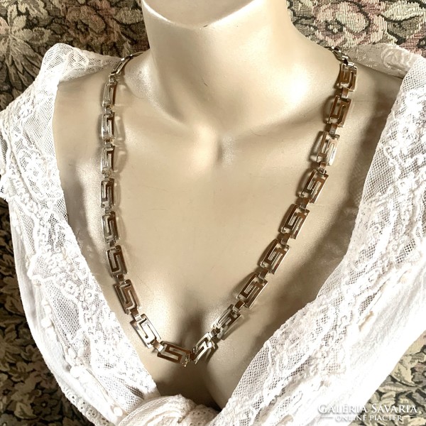 Különleges görög mintás olasz vintage fém nyaklánc az 1990-es évekből, hibátlan minőségi régi ékszer
