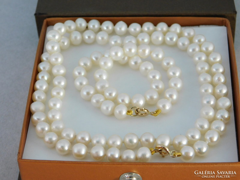 14 K gold pearl necklace and bracelet jewelry set