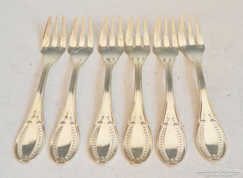 Silver pastry fork (sharp) in a set - 6 persons (nf19)