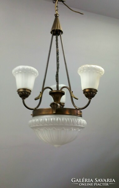 Bronze chandelier with 4 recessed lights