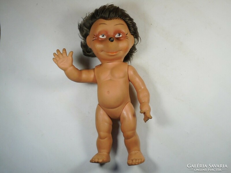 Retro régi játék műanyag gumi - trafikáru - baba kisfiú sün arcú 1960-1970-es évekből