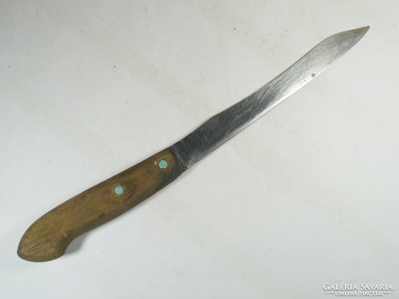 Antique old butcher knife kitchen knife with wooden handle approx. From the early 1900s