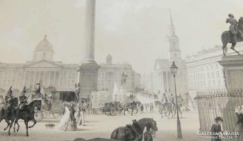 London,Trafalgar tér 1847.litográfia,grafika