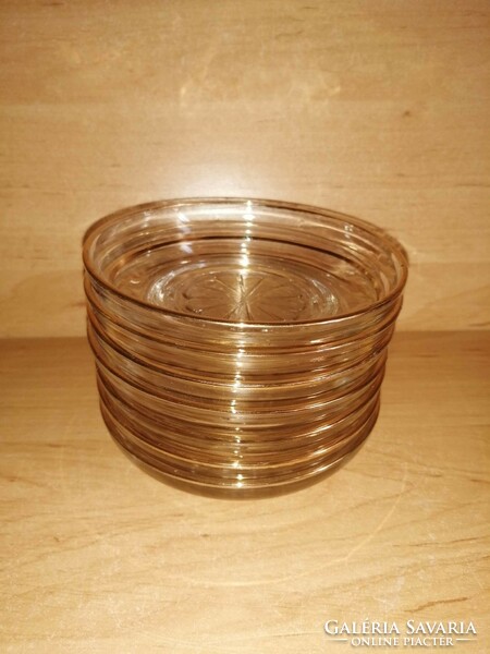 Retro üveg arany csíkos kistányér 7 db egyben - átm. 10,5 cm (2p)