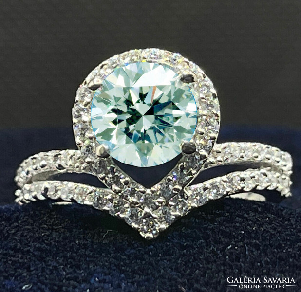 3.54Ct vvs1 Valodi round blue-white moissanite diamond 925 sterling silver ring