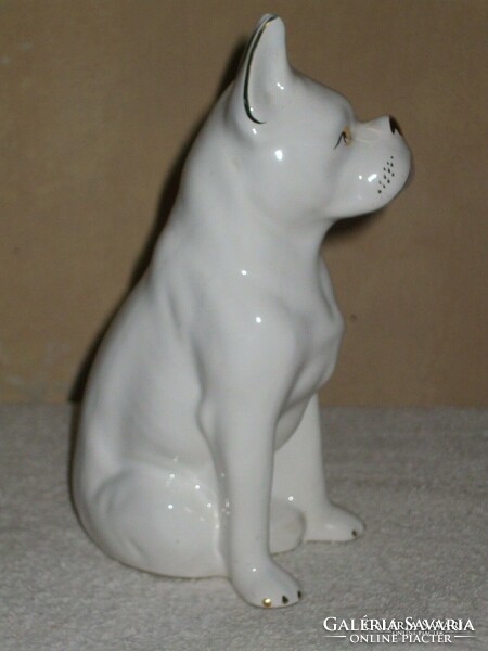 Gilded white boxer dog statue