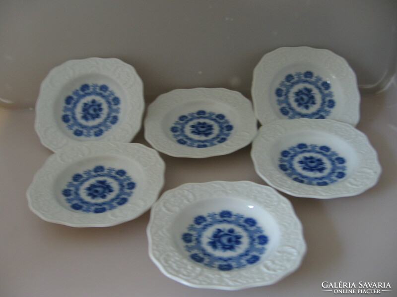 Echt Cobalt kék rózsás kis tányér készlet Bavaria Schumann Arztberg