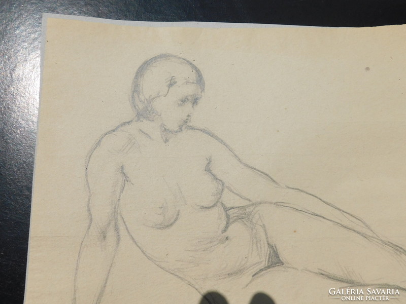 Abonyi Tivadar: female nude, pencil drawing 1920s. Graphics