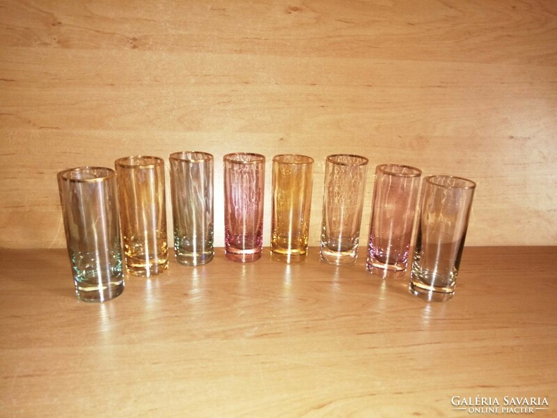 Retro colored glass tube glass with gold rim 8 pcs in one (28/d)
