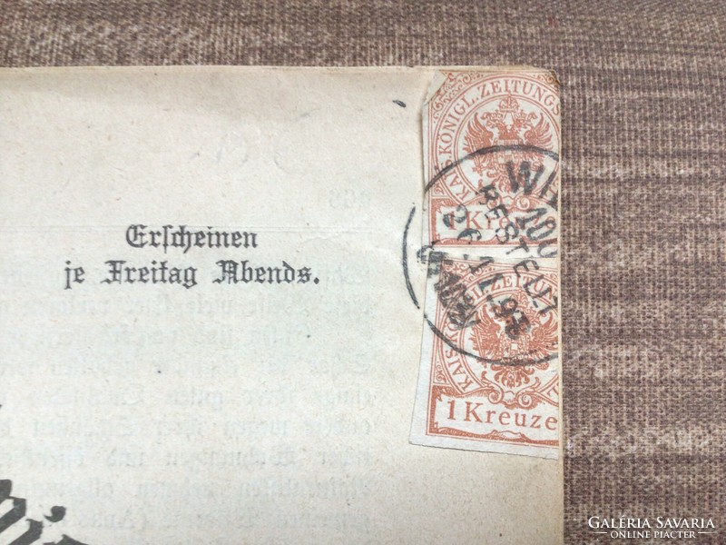 1 kreuzer newspaper stamp on a Swiss ornithological newspaper