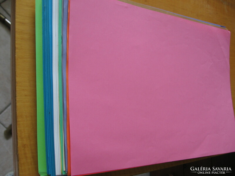Retro mixed colorful school needlework, folding, origami sheets in a folder.