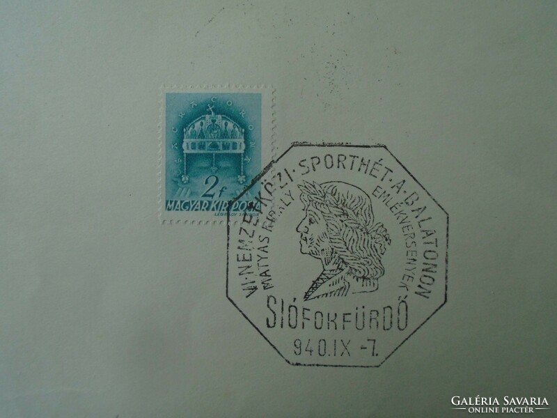 Za451.88 Commemorative stamp - international sports week on Balaton - Siófok 1940 Balaton Siófokfürdő