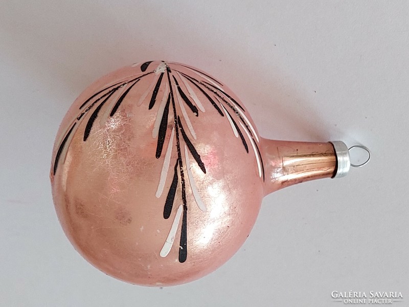 Old glass Christmas tree ornament powder-colored sphere painted glass ornament