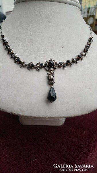 Antique gold silver & onyx and diamond embellished necklaces