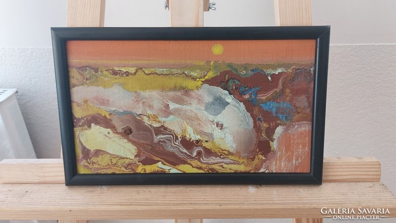 (K) Kárpáti Gusztáv "Őszi berek" festménye 32x19 cm kerettel
