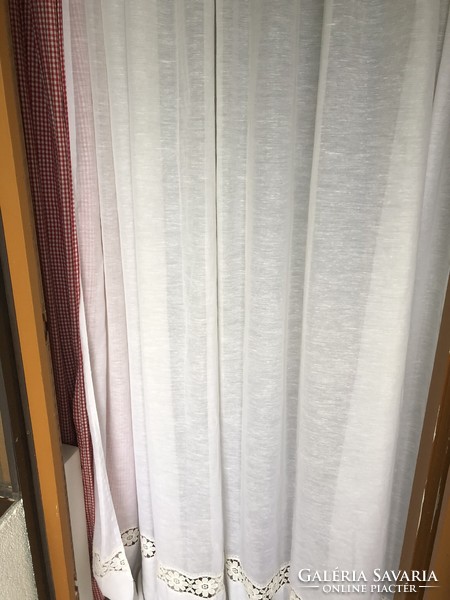 Curtain semi-organza ready-made curtain with lace insert at the bottom, 2 pcs