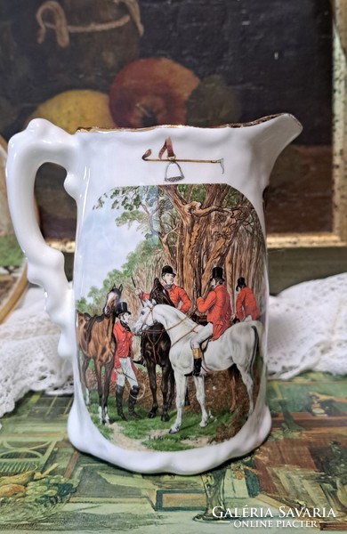 English equestrian scene plate, jug