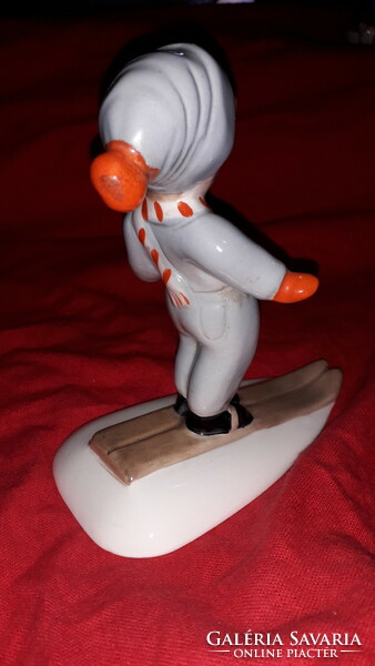 Antique Kispest granite skiing little girl porcelain figure 14 x 12 cm according to the pictures