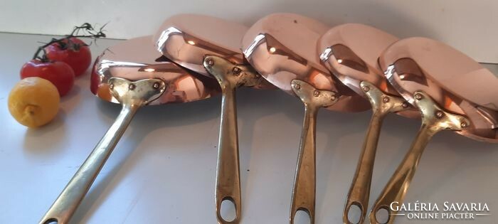 Copper pans (5 pcs) red copper / pewter / brass