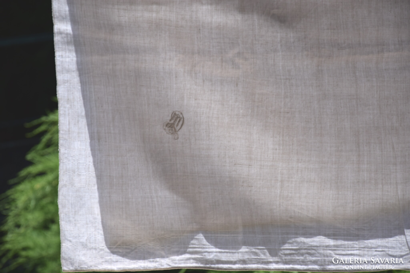 Old antique large rare linen damask monogram tablecloth tablecloth 154 x 135 cm