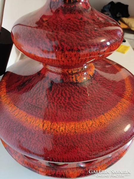 West German vintage ceramic pendant lamp fat lava orange