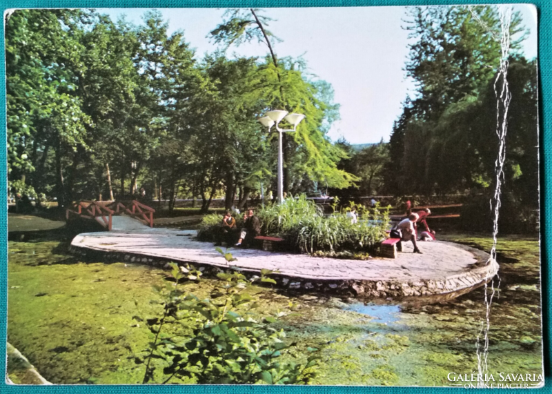Miskolctapolca park, lakeside, used postcard, 1977