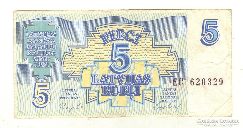 5 rubel rubli 1992 Lettország 3.