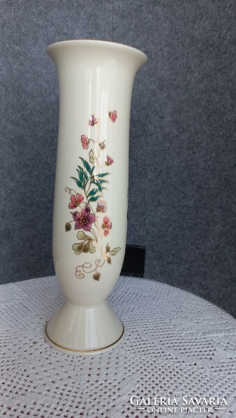 Zsolnay 27 cm hand-painted, gilded, flawless vase, marked, signed, opening 9 cm.
