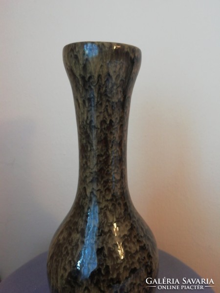 Retro, jelzett csurgatott mázas váza, 39cm