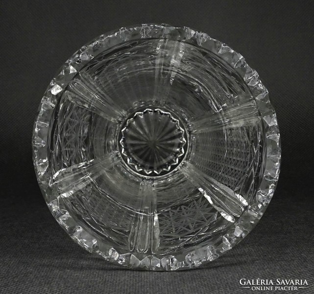 1N158 Régi préselt csiszolt üveg váza 20.5 cm