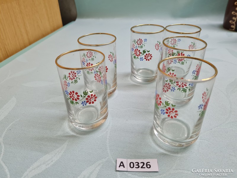 A0326 retro flower pattern glass set 6 pcs 8 cm