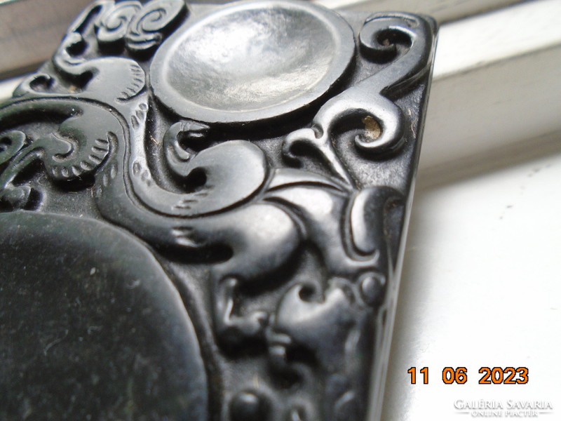 Qing Dynasty carved dragon pattern black duan inkstone