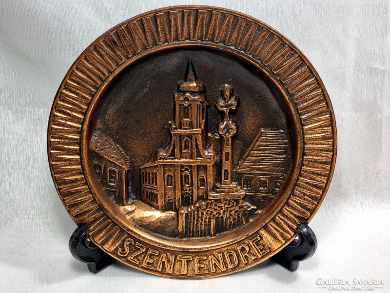 Heavy metal alloy wall plate with Szentendre inscription. Diameter: 18.5 cm, also suitable for gifts!