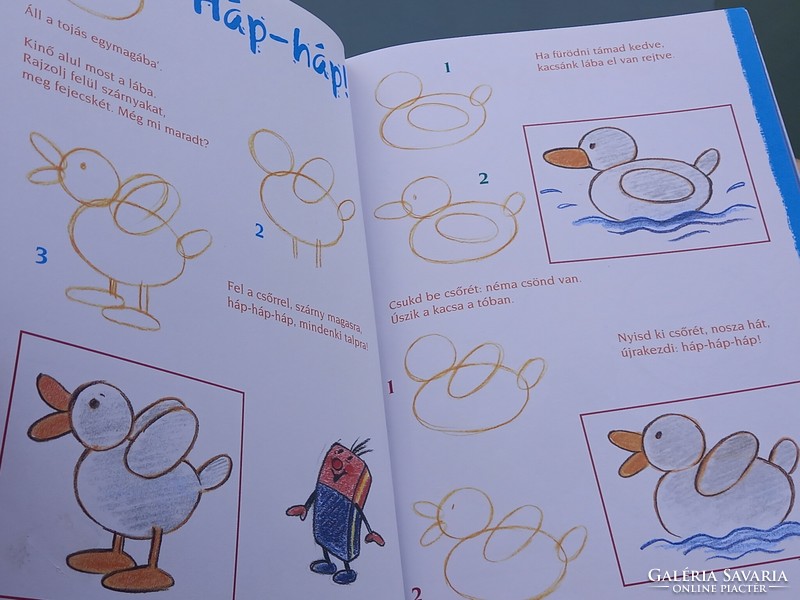 Gyerek készségfejlesztő könyv: rajz könyv, színező sok színes rajz mintával