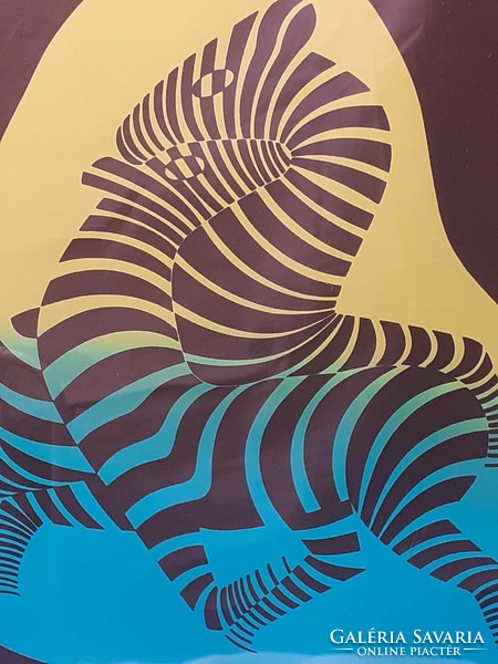 Victor Vasarely: Zebrák, színes, szignózott, sorszámozott szitanyomat