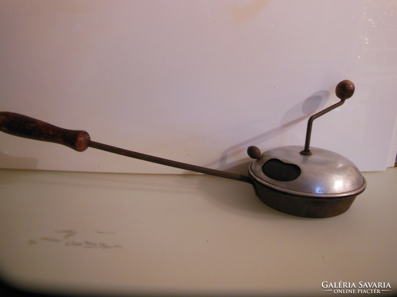 Coffee roaster - antique - 48 x 15 x 6 cm - metal - usable - split - perfect