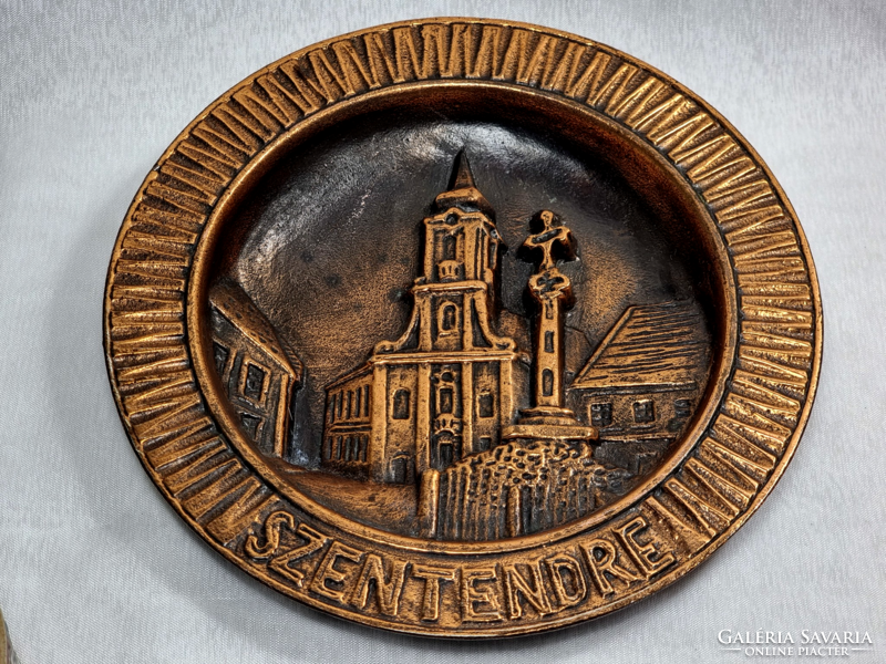 Heavy metal alloy wall plate with Szentendre inscription. Diameter: 18.5 cm, also suitable for gifts!