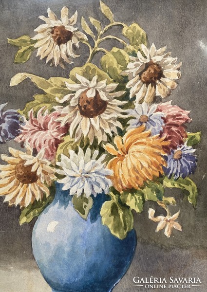 Pintér J. : Virágcsendélet - akvarell
